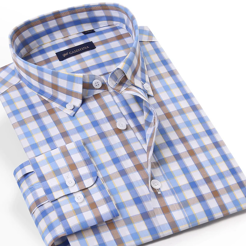 

Цветная клетчатая рубашка из бамбукового волокна, модная дизайнерская повседневная мужская деловая Классическая Рубашка Без карманов с дл...