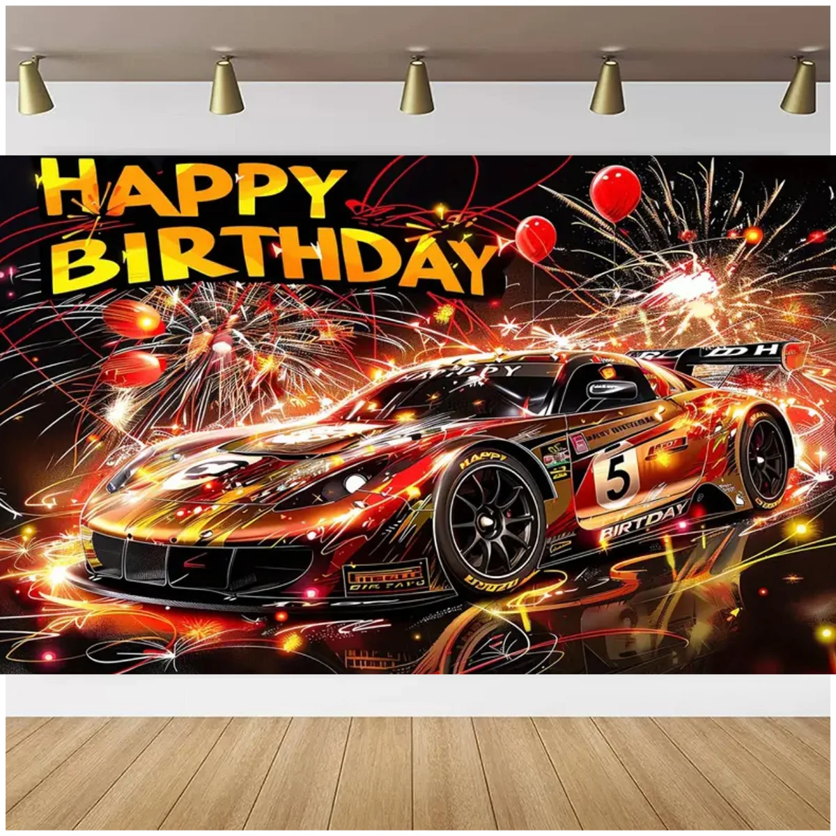 Super sports car racing theme birthday party background happy room decor photography studio props Banner