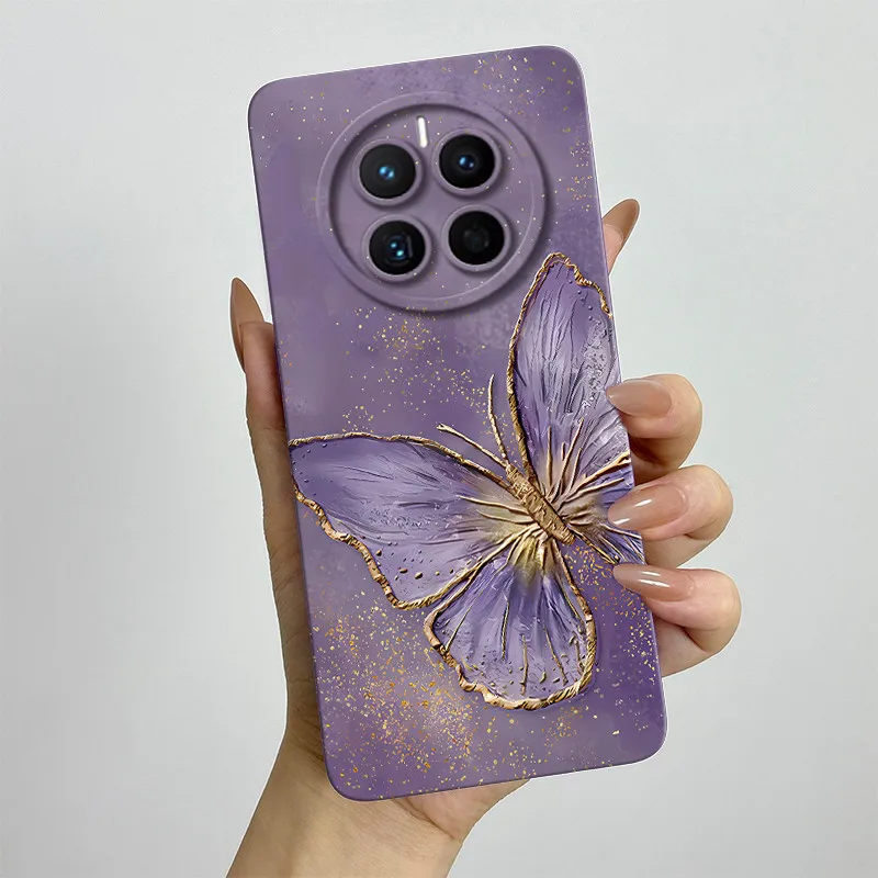 For Huawei Mate 50 50e Phone Case CET-LX9 CET-AL60 Soft Silicone Sweet Painted Protective Back Cover Cute Cartoon Printed Casing