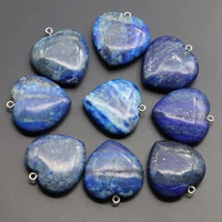 natural stone lapis lazuli heart necklace pendants reiki charms fashion jewelry accessories making wholesale 8pcs free shipping