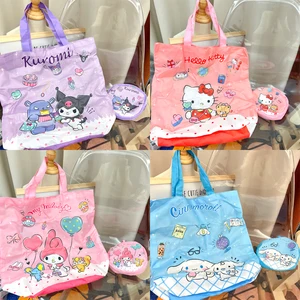 Kawaii Sanrio Storage Bag Portable Eco-friendly Portable Grocery Shopping Anime Hellokittys Kuromi Melody Cute Shopping Bag