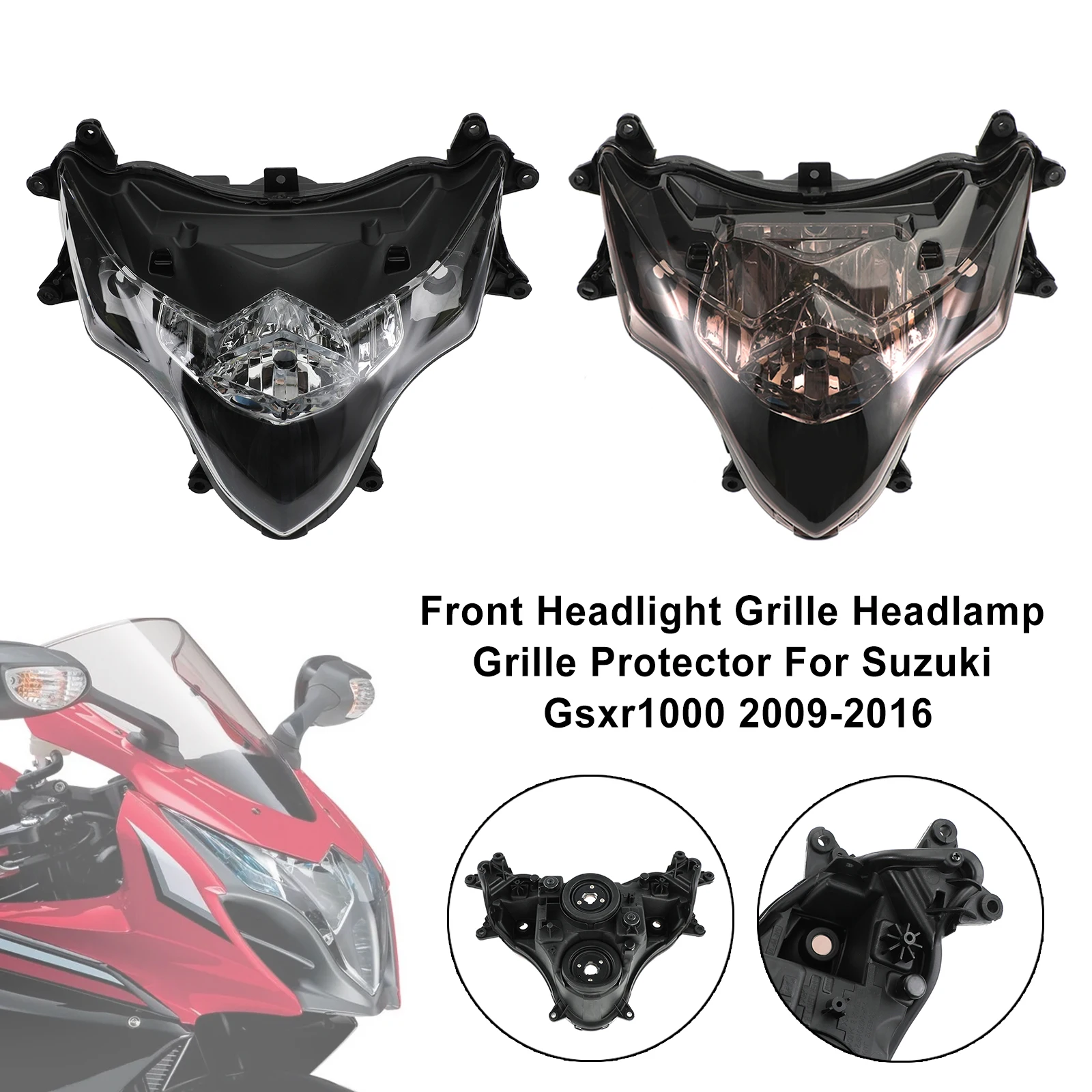 

Areyourshop Headlight Guard Protector Cover Haddlamp Kit For Suzuki Gsxr1000 09-16 K Brown