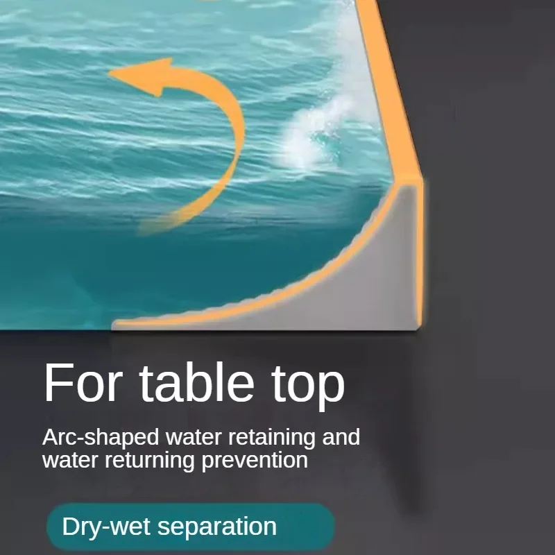 

1M-3M Kitchen Countertop Silicone Water Retaining Strip Bendable Bathroom Shower Blocker Dam Flood Barrier Dry Wet Separation