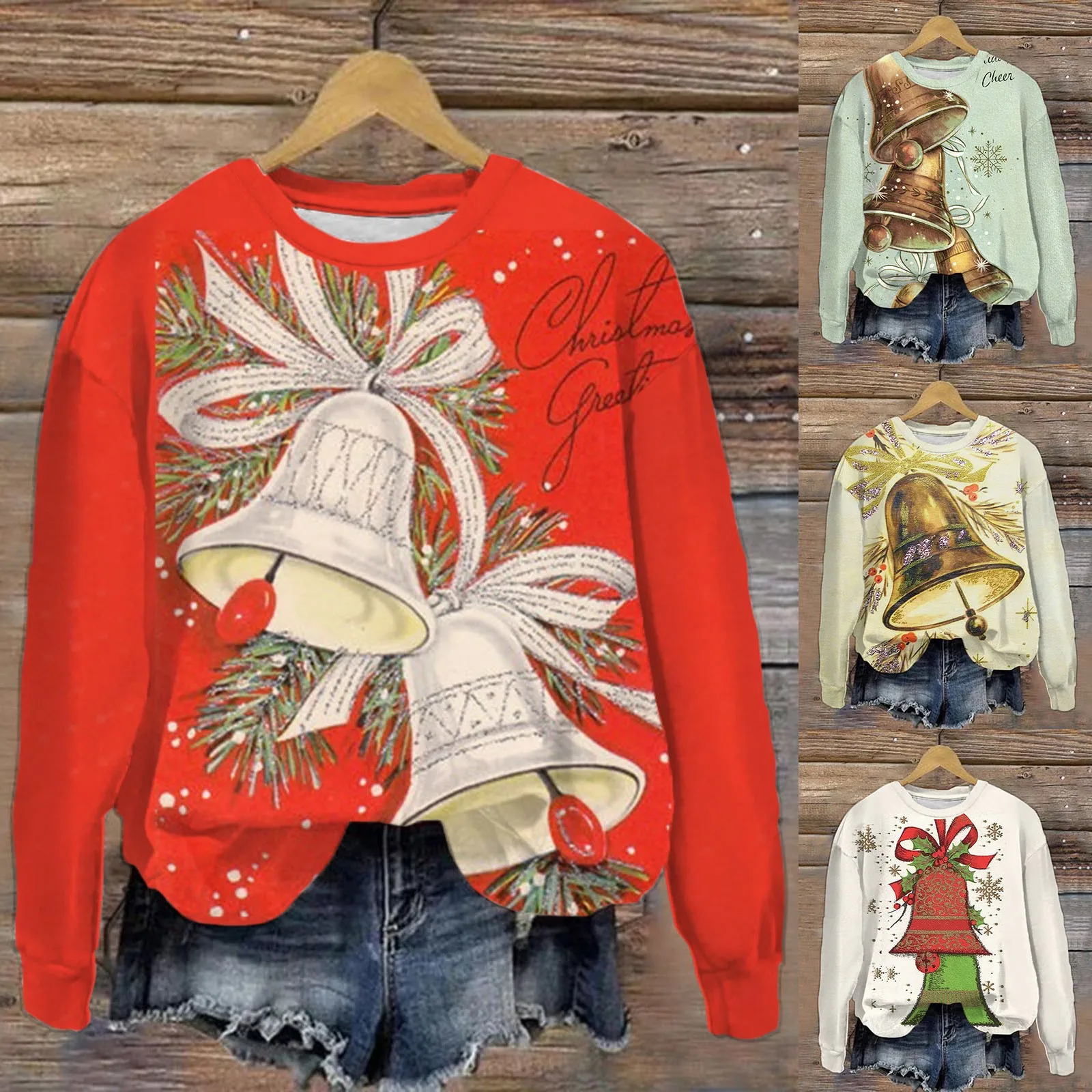 

Женский свитшот с круглым вырезом, с длинным рукавом