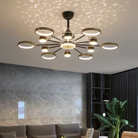nordic modern living room led ceiling fan lamp restaurant bedroom romantic starry sky projection frequency conversion fan lamp