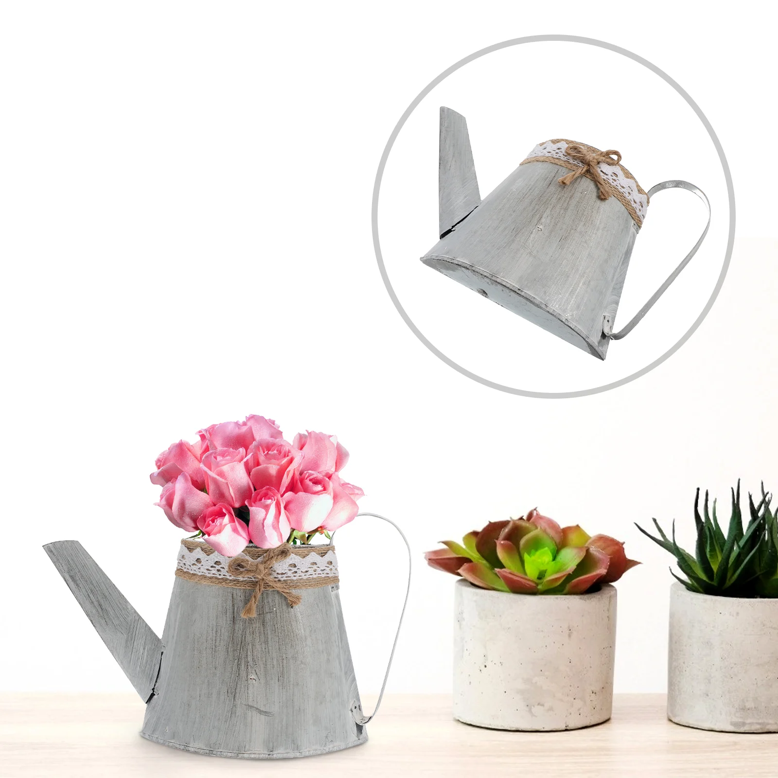 

Vintage Flower Vase Metal Vase Country Pitcher Flowers Vintage Vase Tin Flower Pot Watering Can Succulent Pot Farmhouse Jug Vase