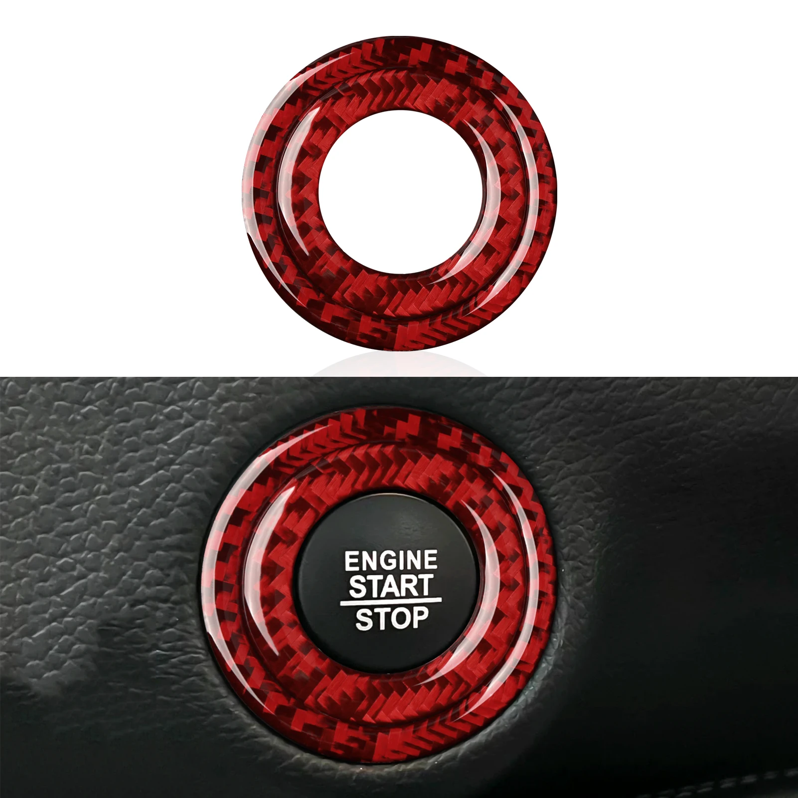 

Для Dodge Challenger 2015 2016 2017 2018 2019 2020 2021 аксессуары кнопки пусковой остановки двигателя автомобиля углеродное волокно декоративная наклейка