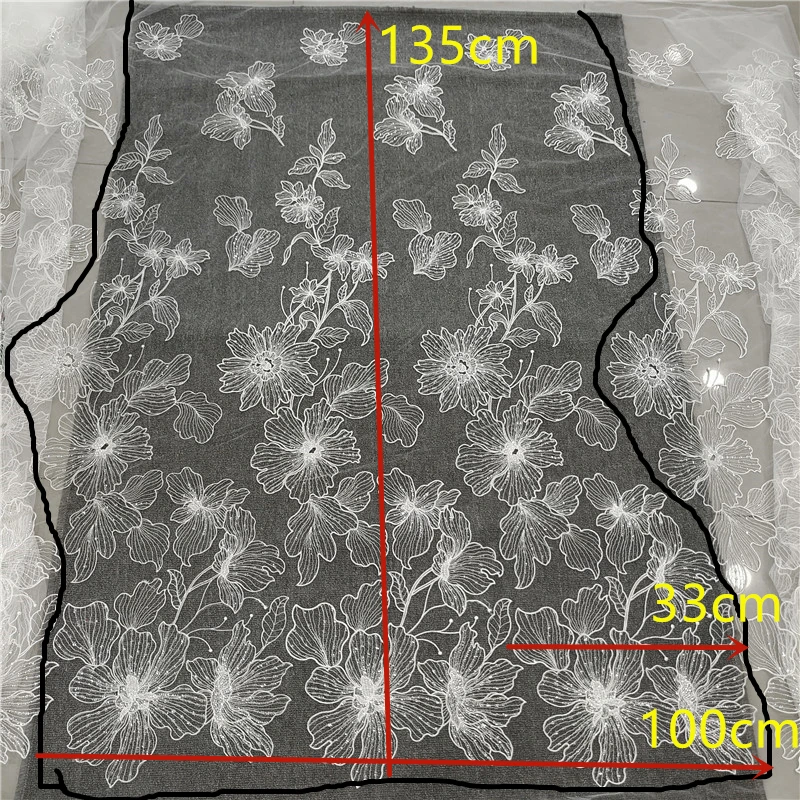 

Embroidery Lace Fabric Wedding Dress Headdress Dress Handmade DIY Door Curtains Handmade White Flowers Accessories