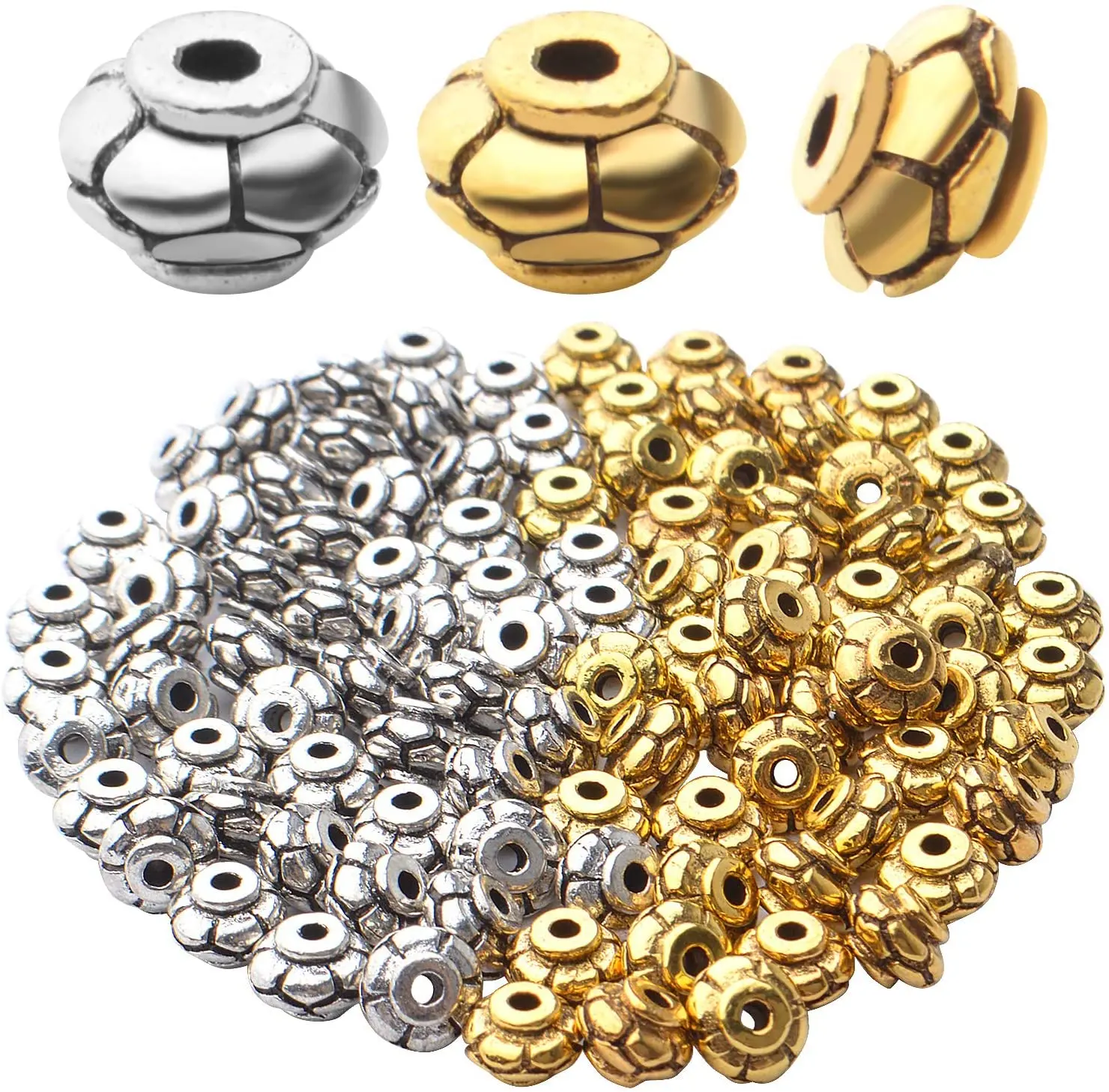 

100 шт. бусины-разделители в форме фонаря, Распорки из сплава в тибетском стиле, биконусные бусины, свободные бусины-разделители, ювелирные бусины, подвески для браслета