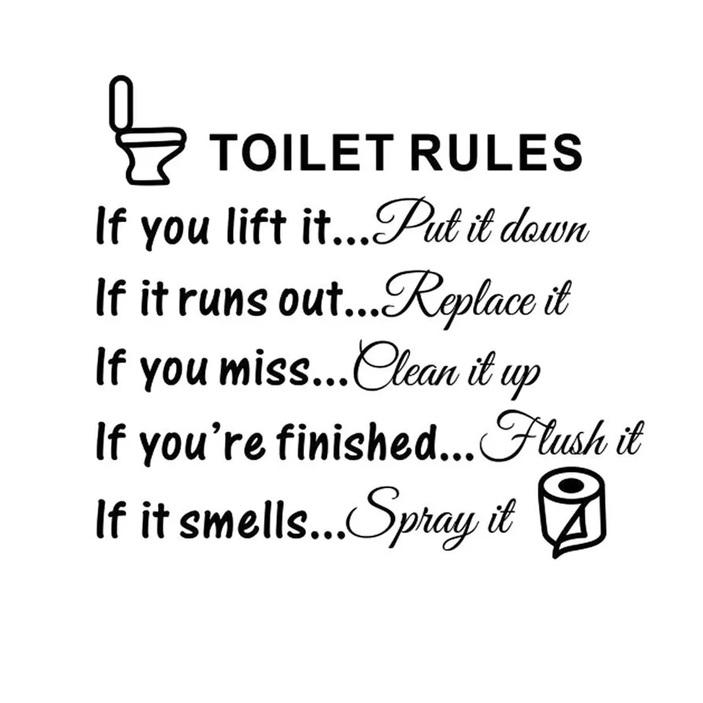 

Wall Bathroom Stickers Decals Rules Decor Toilet Quotesfor Bedroom Removable Decal Sayings Vinly Vinyl Home Saying Decors