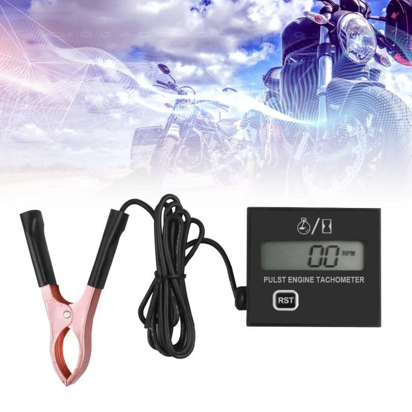 Купи Led Digital Display Gasoline Engine Tach Hour Meter Gauge Inductive Speedometer Car Stroke Tachometer Motorcycle Lawn Mower за 1,015 рублей в магазине AliExpress