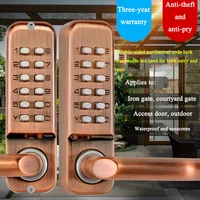 Zinc Alloy Double-sided Medium and Long Handle Keyless Particle Password Mechanical Door Lock Garden Home Four-color Optional