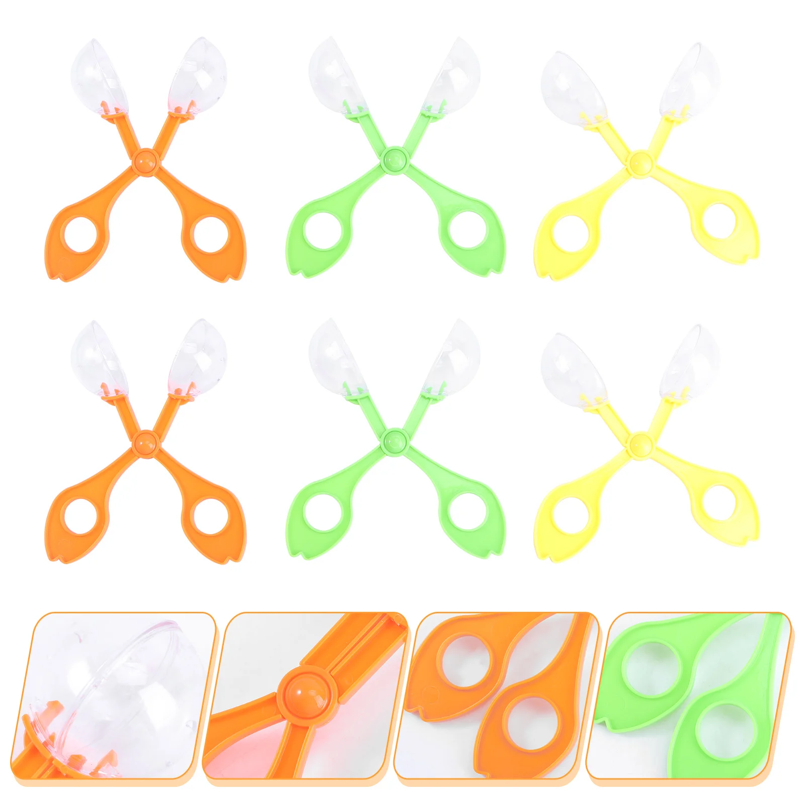 

6pcs Handy Scoopers Bug Catcher Bug Tongs Insects Catch Clamp Scissors Outdoor Scissors For Kids (Random Color 14cm)