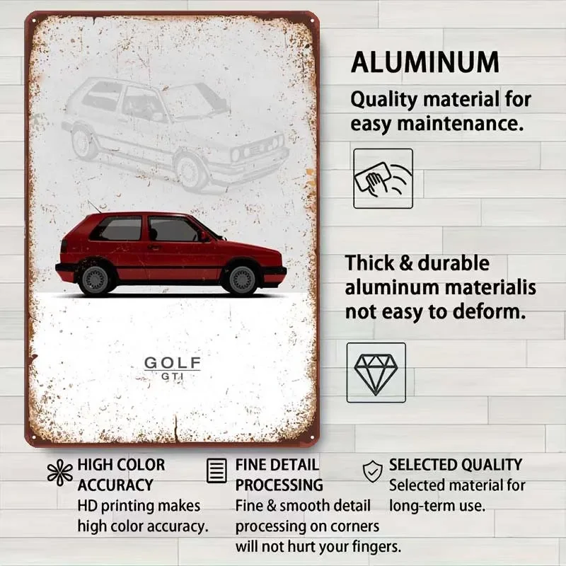 1992 VW Golf GTI Mk2 красные жестяные знаки классический автомобильный постер украшение