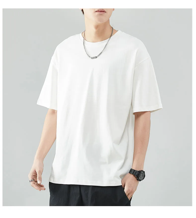 

M0830 Pure cotton short-sleeved t-shirt men's summer thin couple outfits with half-sleeved loose bottoming tops