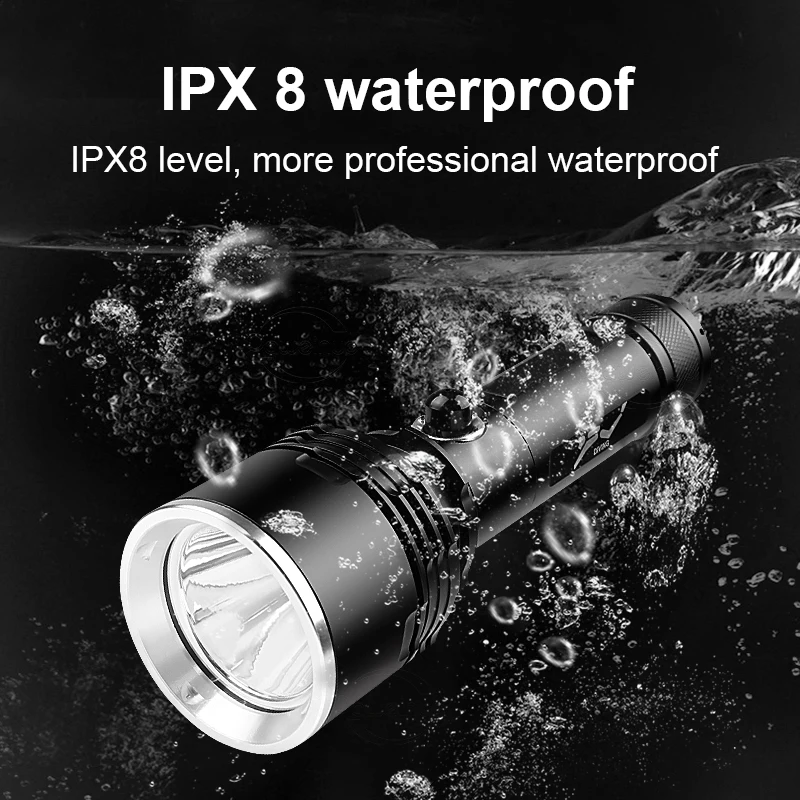 Профессиональный Фонарик Для Дайвинга XHP120 Мощная Перезаряжаемая Светодиодная