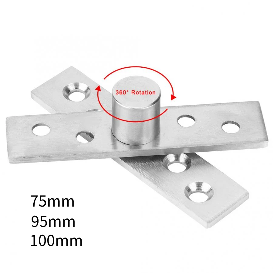 2Pcs 360 Degree Rotating Stainless Steel Pivot Hinge Hidden Up and Down Wood Doors Eccentric/Central Pivot Shaft 75/95/100mm