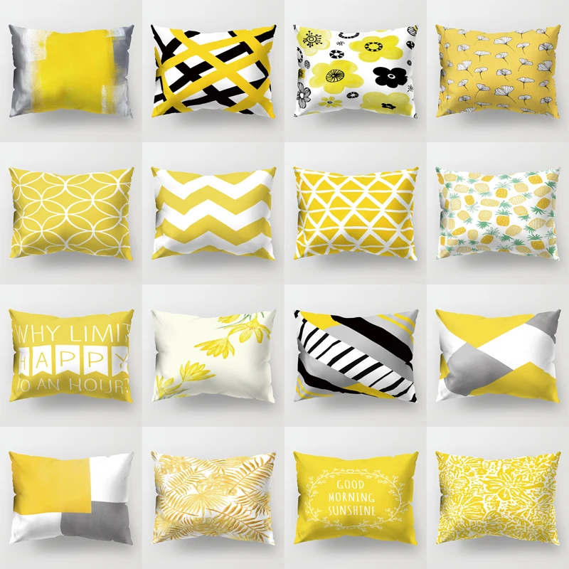 

Чехол для подушки ZHENHE желтого цвета с двусторонним рисунком, модель Подушка с геометрическим рисунком 12x20 дюймов (30x50 см)