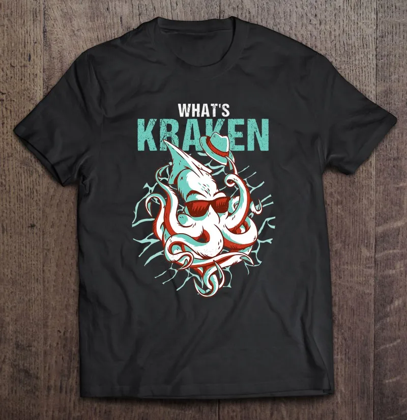 

Kraken Ocean Monster Diver Surfer Beach Lover Whats Kraken Oversized T-Shirt Shirt Men T Shirt Blouse Streetwear Sport Men Top