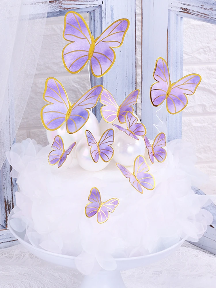 

Cake Toppers Glitter Butterfly Baby Shower Cake Picks Decorations for Wedding Anniversary Kids Birthday Party Supplies