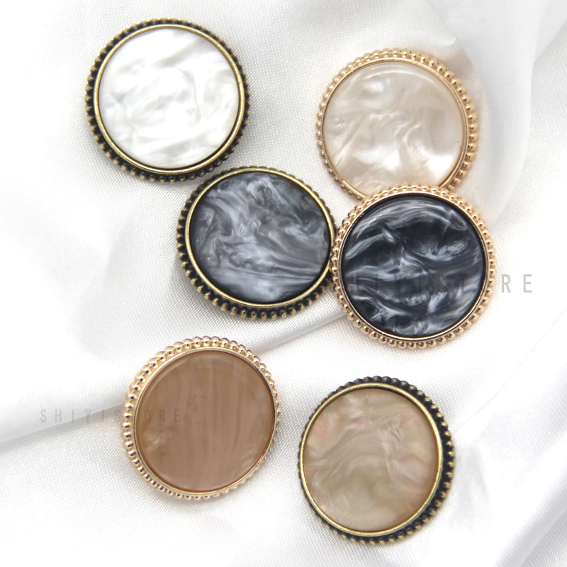 16/23/20/25mm Vintage Buttons Women Blazer Gold Metal Buttons For Clothes Round Flat Suit Retro Decorations Handmade DIY Crafts