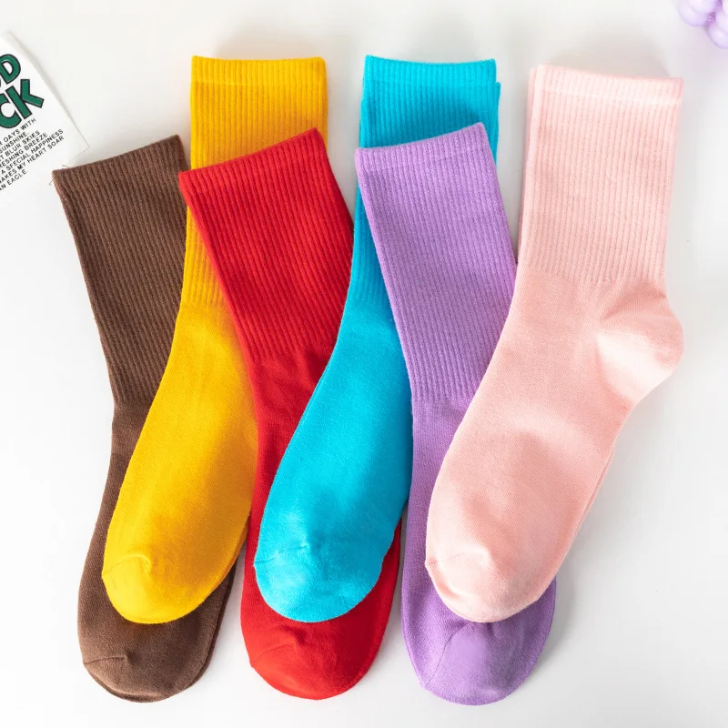 Women's Socks Four Seasons Fashion Cute Candy Sock 40+ Colors Stretch Soft Fit Basic Daily Sox Breathable Comfortable Sokken