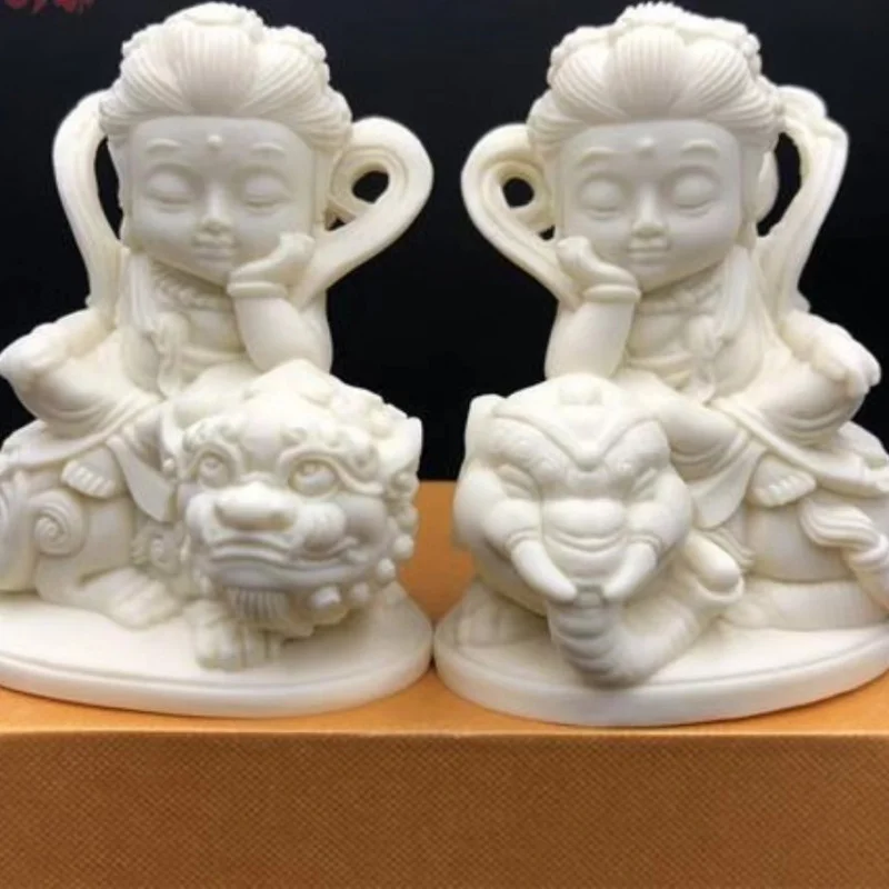 Резьба по ореху цвета слоновой костиQВерсия Puxian Bodhisattva Manshu Украшение автомобиля