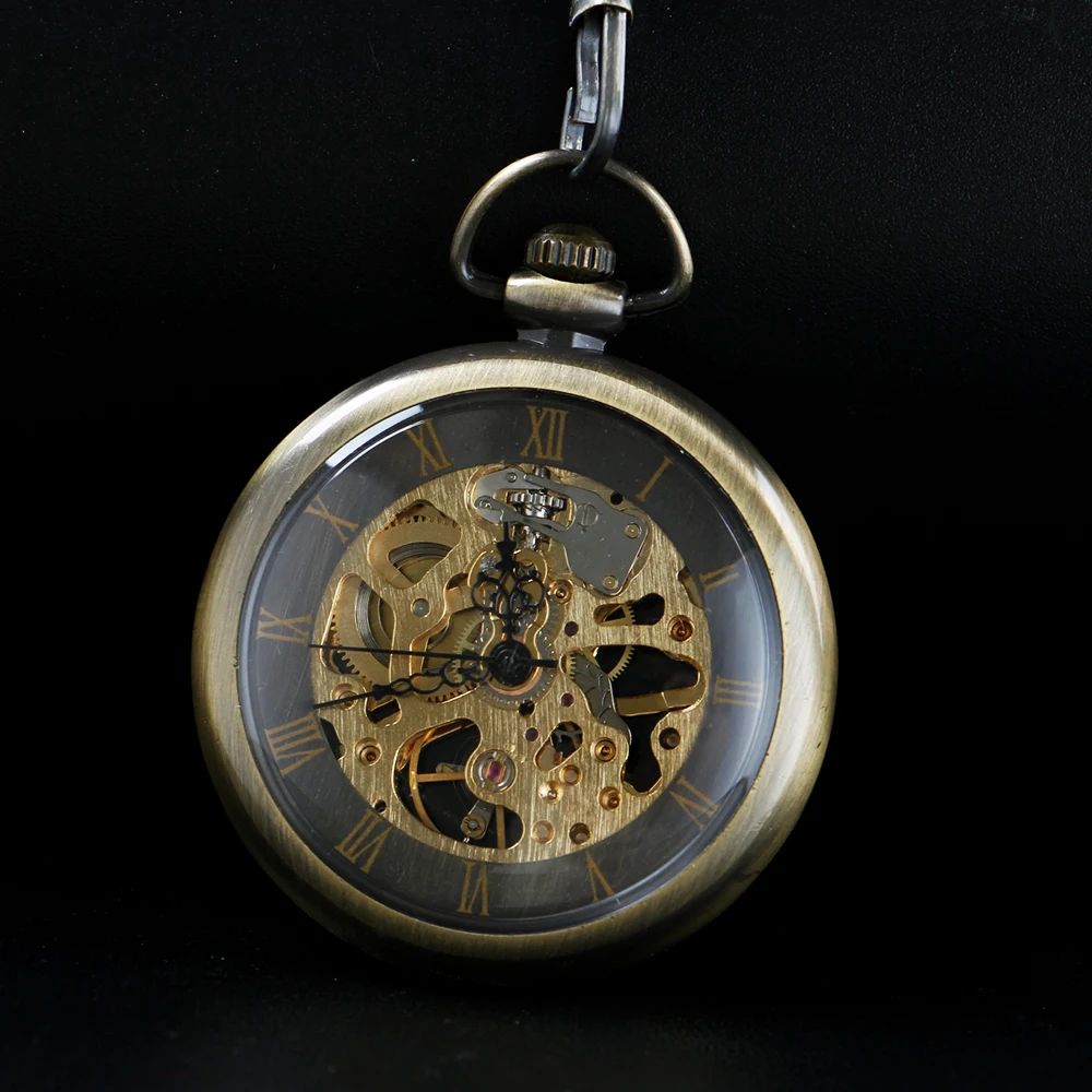 Bronze Hollow Out Design Mechanical Pocket Watch High Quality Unisex Necklace Timing Pendant Mens and Women's Pocket Watch Renoj