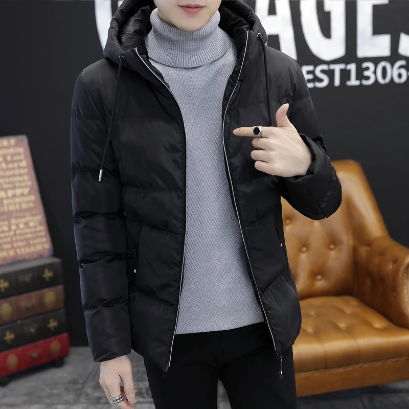 2022 New Winter Men's High-Quality Hand-Plugged Cotton Hooded Thickened Fashion Cotton Coat Men's Cotton Coat Casual Down Jacket