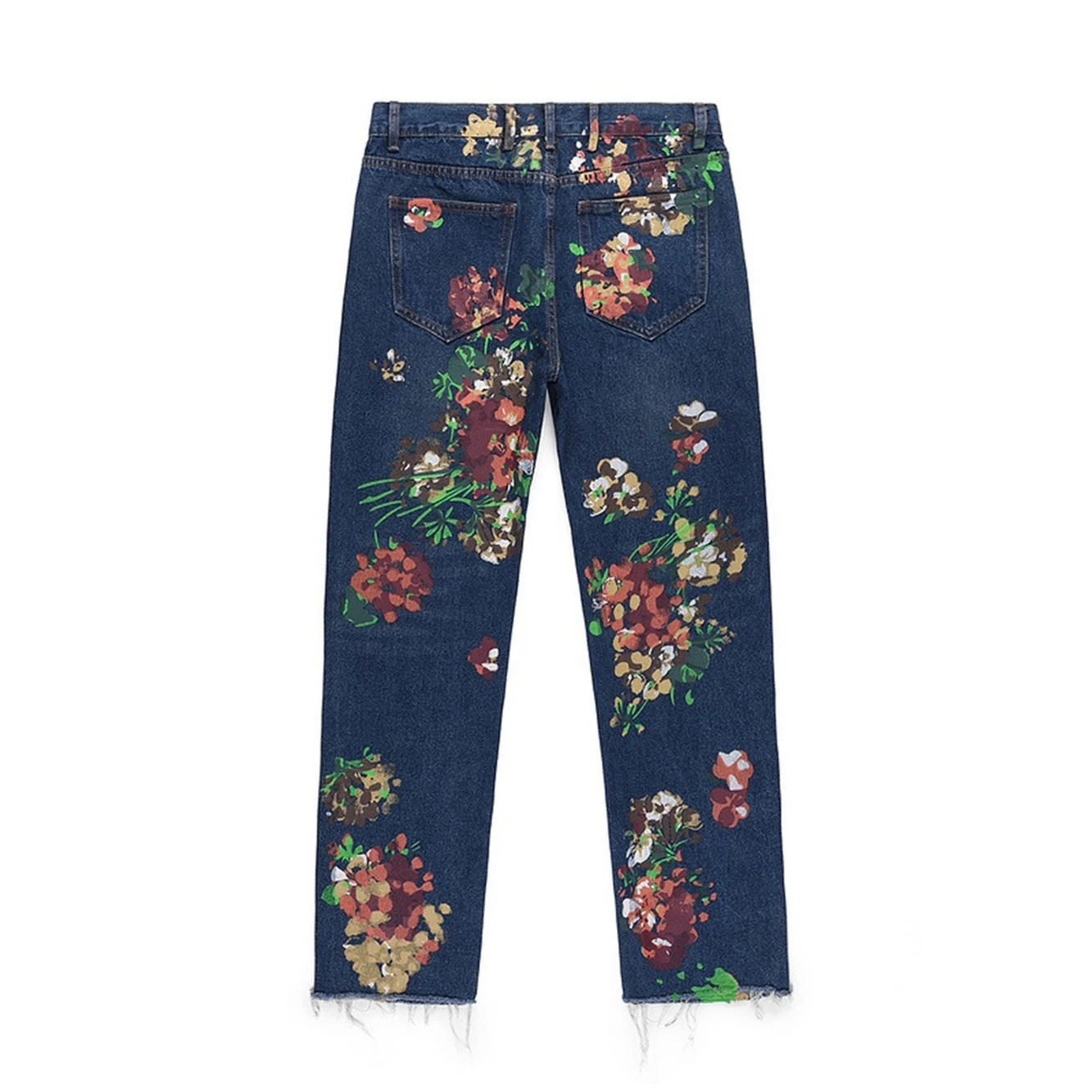 Men's Jeans New Casual Ink Splash Print Grey Pattern Original Cut Trousers Niche Design Trousers Hip Hop Streetwear Ins Hot Sale