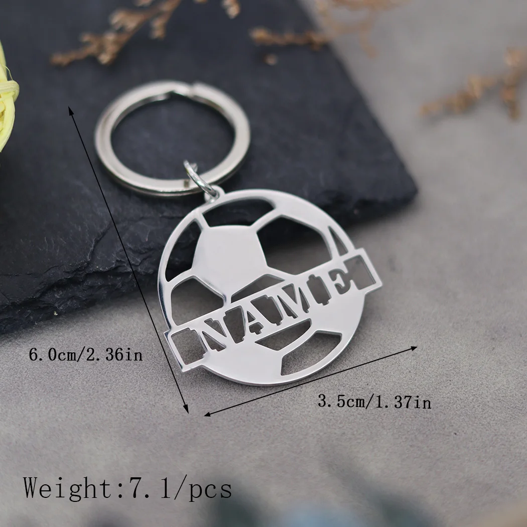 Футбольный брелок из нержавеющей стали с индивидуальным именем для женщин и
