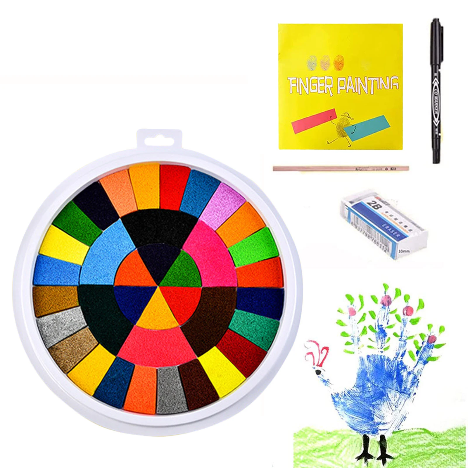 

Funny Finger Painting Kit For Kids 36 Colors Kids Washable Finger Paint Set With Painting Book Children's Painting Supplies DIY