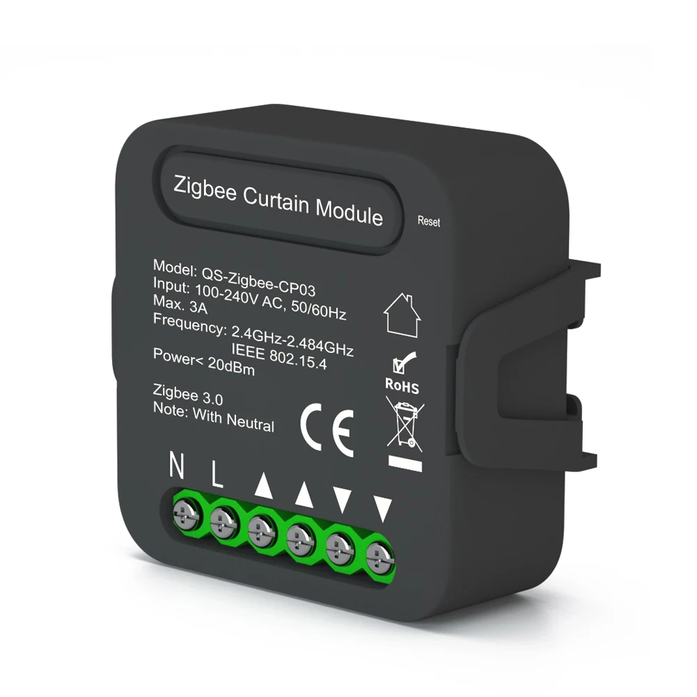 Модуль переключения занавесок QS-Zigbee/Wifi-CP03 Tuya ZigBee/Wi-Fi для рулонных жалюзи