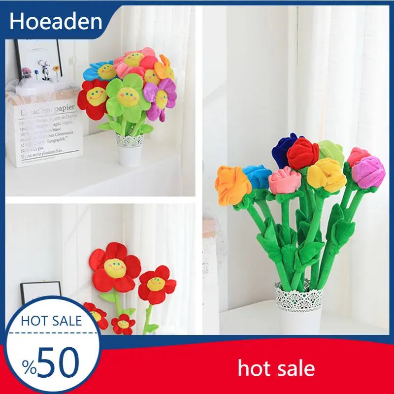 

Bendable Simulation Sun Flower Plush Toys For Children Home Curtain Flower Buckle Accessories Tanabata Wedding Gifts