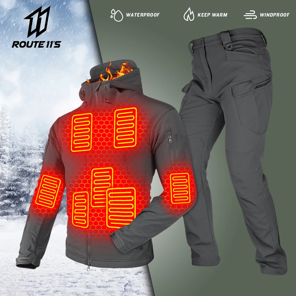 Hiking Clothing Men Heated Jacket Winter Thermal USB Self Heating Jacket Tactical Fishing Camping Clothing Heated Underwear