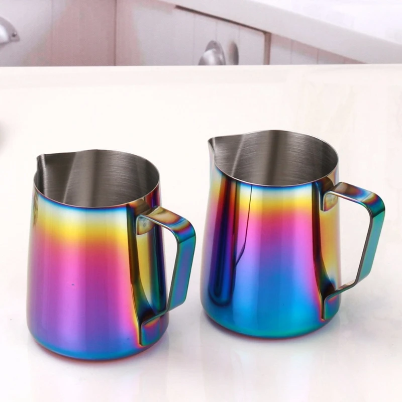 

Stainless Steel Titanium Blue Frothing Jug Espresso Coffee Pitcher Steam & Froth Milk For Lattes & Cappuccinos