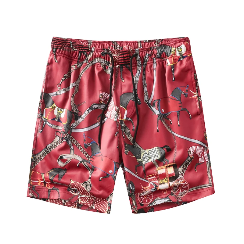European and American men's wear summer 2022 new Red horse-print slim beach pants Fashion casual shorts Five minutes of pants