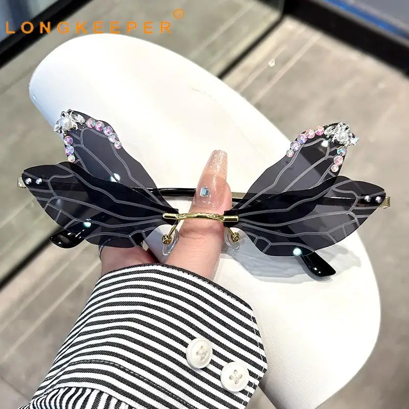 

Роскошные женские солнцезащитные очки Longkeeper, мужские Красочные линзы для океана, Винтажные Солнцезащитные очки в стиле панк со стрекозой, Uv400