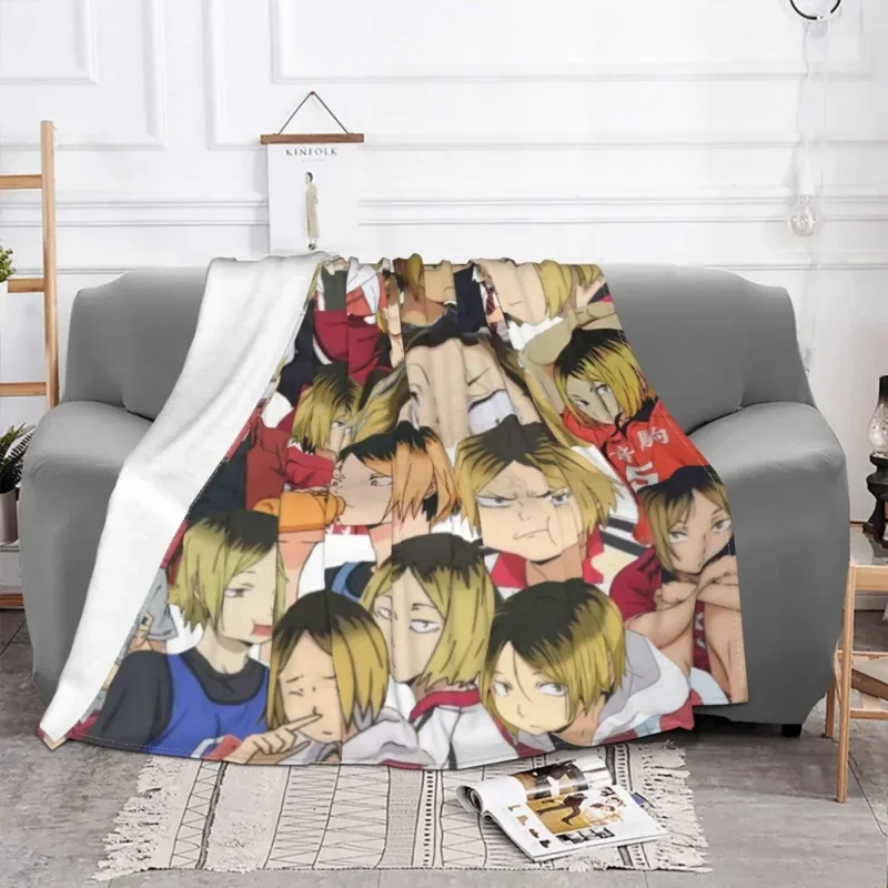 

Kenma Collage Haikyuu Volleybal Fleece Summer Anime Breathable Lightweight Thin Throw Blanket For Home Couch Bedspreads