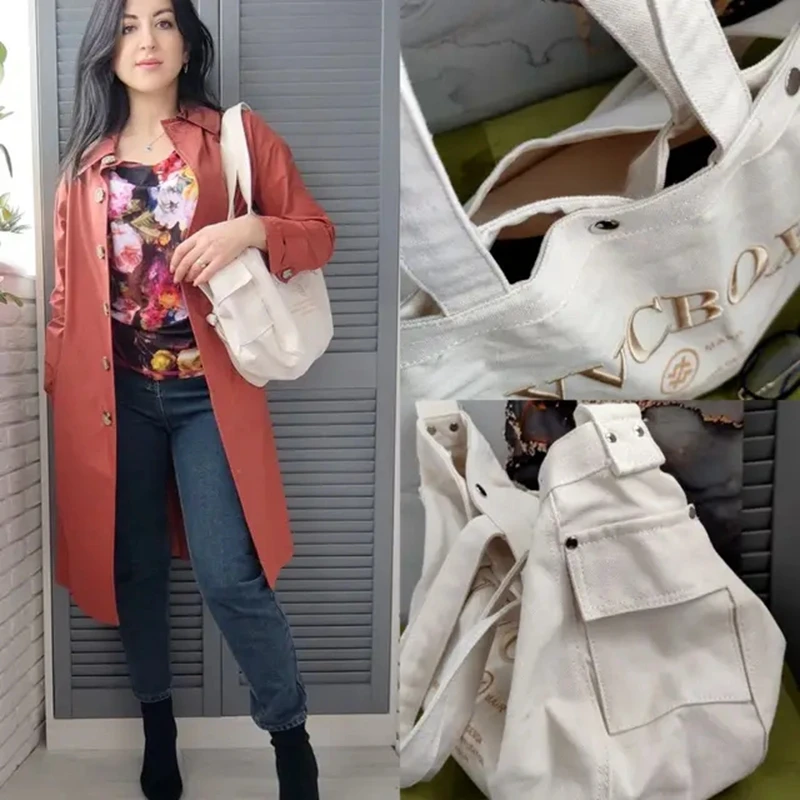 WINNIE Women Shoulder Bag Large Capacity Letters Designer Ladies HandBag Messenger Bag Female Crossbody Bags  Denim Canvas bag