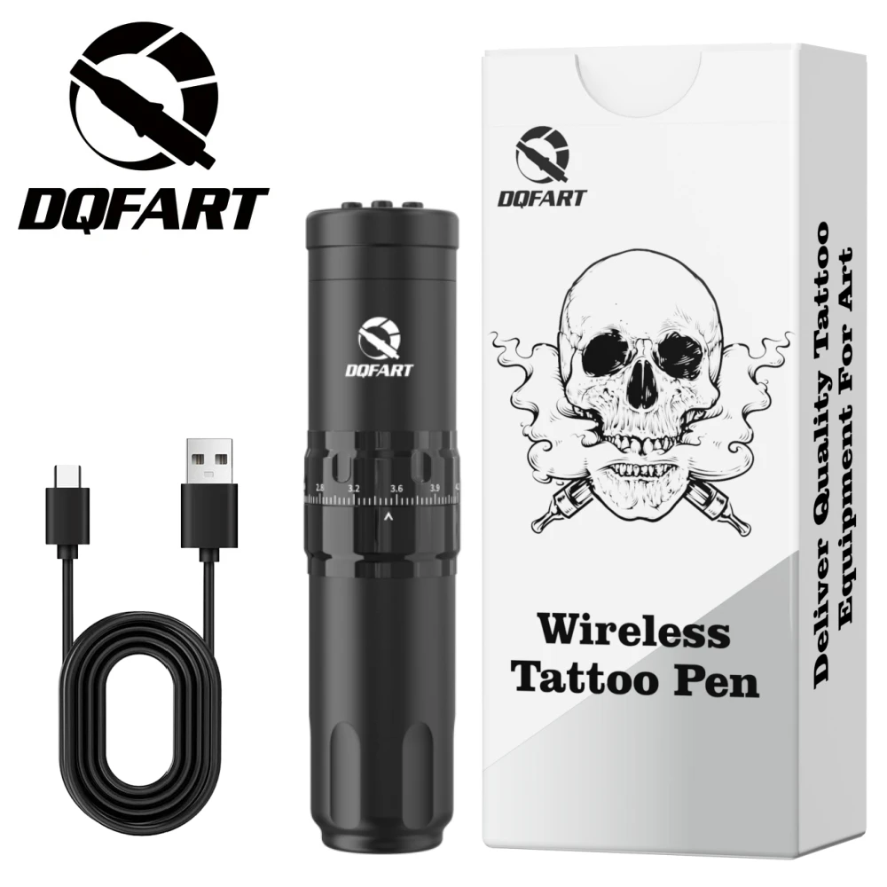 Фото Беспроводная электрическая тату-машинка DQFART T1Pro 13 см, 1500 мАч, 5-6 часов работы, регулировка скорости, профессиональная для художников №1