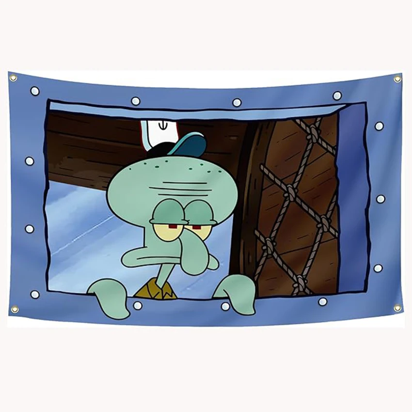 3x5FT мультяшный флаг осьминога интересный мем-баннер для спальни гостиной