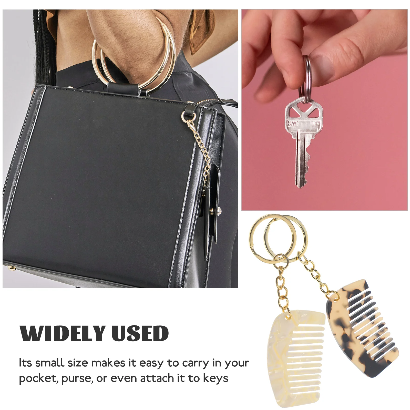 2 шт. портативная расческа брелки дорожная карманная с широкими зубьями