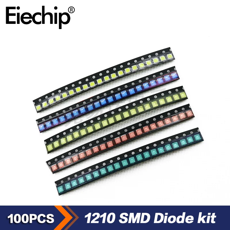 

100PCS/LOT SMD Light Emitting Diode 1210 Red Yellow Green White Blue LED Light Diode Lot of Electronic Components