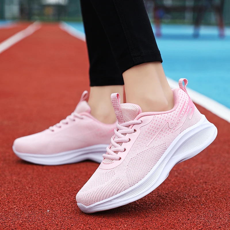 Women's Running Shoes Fashion Lace-Up Breathable Mesh Sneakers Lightweight Fitness Gym Trainers Outdoor Jogging Walking Shoes