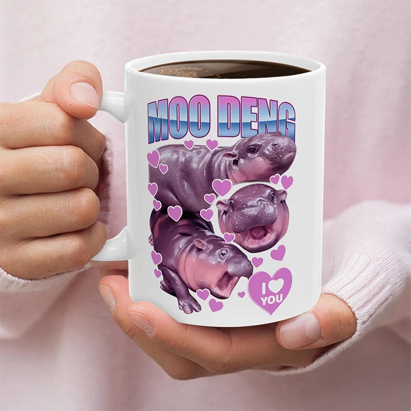 325 мл кружка Hippo Moo Deng милая чашка бегемота для завтрака мультяшная керамическая