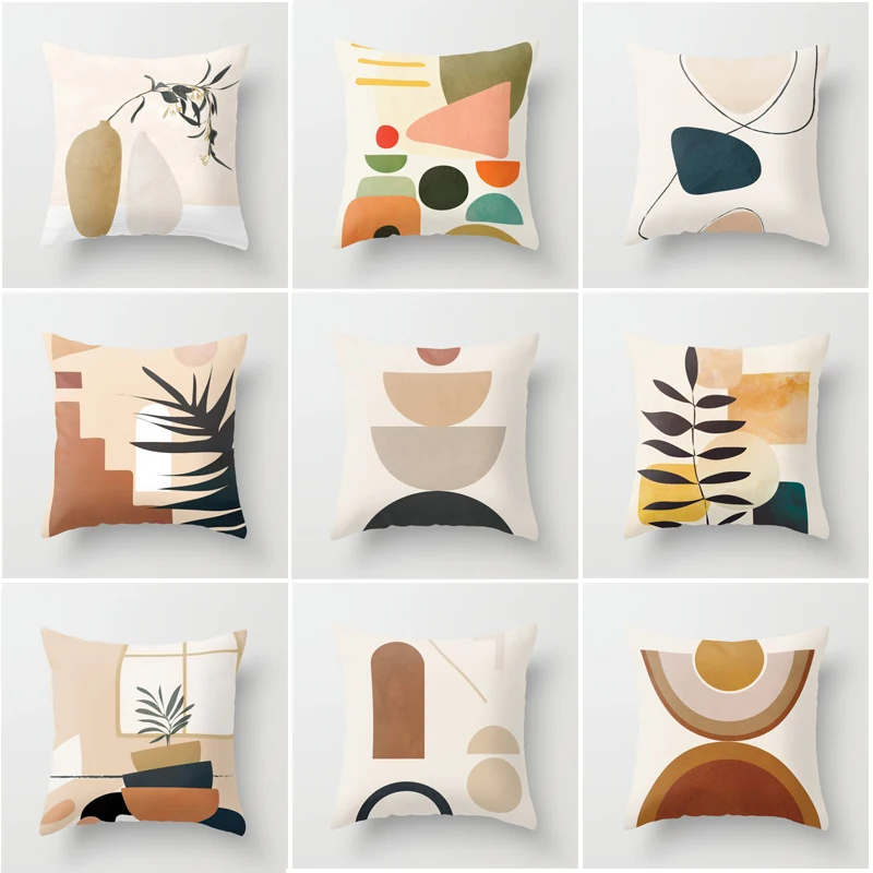 

Sofa Chair Decorative Pillowcases 45*45cm Modern Abstract Cushion Cover Plants Geometry Abstract Cushion Covers for Home