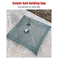 60x60cm portable fishing net foldable folding mesh nylon fishing net baits trap cast dip crab shrimp nets outdoor fishnet