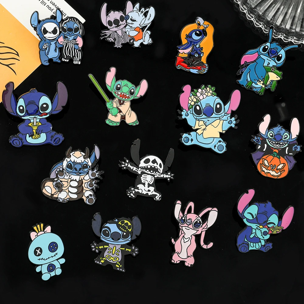 

Cartoon Anime Lilo & Stitch Metal Enamel Brooch Kawaii Stitch Cosplay Character Lapel Pin for Women Backpack Ornament Toy Gifts