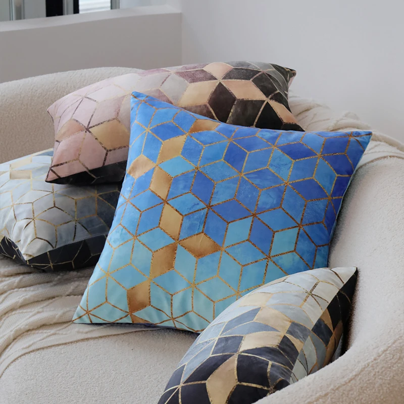 Наволочки с синим бархатным рисунком 43x43 см